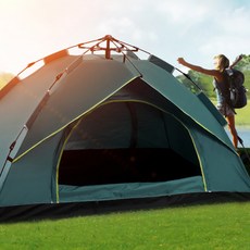 快速安裝半自動露營帳篷 RK_627, 綠色, 3-4人