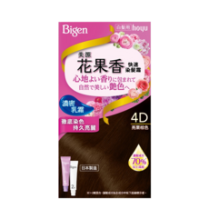 Bigen 美源花果香快速染髮霜, 4D亮栗棕色, 豐盈乳霜質地, 持久色澤, 1盒