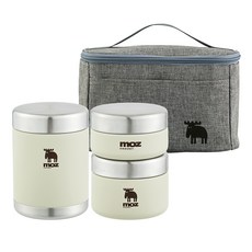 moz 瑞典駝鹿 瑞典 POSCO 316 不鏽鋼保溫便當3件組, 燕麥米色, 1套