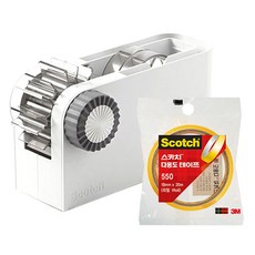 3M Scotch 按壓式切割膠帶台+多用途膠帶補充裝 18mm*20m, 白+灰, 1套