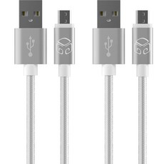디지지 마이크로 5핀 메탈 고속충전케이블 1.5 m, 1.5m, 실버, 2개