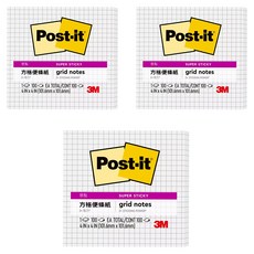 3M Post-it 利貼 狠黏方格便條紙, 640S-GRID, 100張, 3本