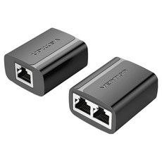 VEnTIOn 威迅 2 to 1 to 2 LAN 網路延長耦合器 雙連接器, 2個, 黑色, 43.7mm