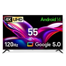 프리즘코리아 4K UHD 구글 5.0 AI DLG 120Hz 스마트TV, 138.7cm(55인치), CP55G5, 벽걸이형, 방문설치