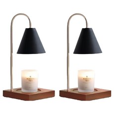 理享家 可調光定時融蠟燈 經典蠟燭燈 含鹵素燈泡2入 安全無明火 提升居家品味, 黑色