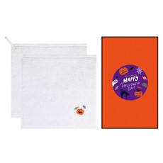 송월타월 할로윈 펌킨 고리수건 38g 30수 면사 2p 선물세트, 화이트, 1세트