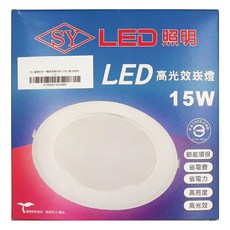 SY 聲億科技 一體成型高光效15W崁燈 自然光, 1個