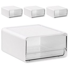 comet 家用透明抽屜多功能收納盒 小型(20 x 15 x 9cm), 4個, 白色