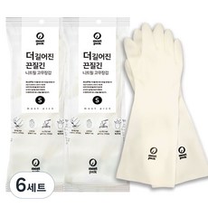 모스트픽 더 길어진 끈질긴 니트릴 고무장갑, 화이트, 소(S), 6세트