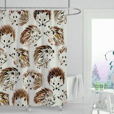 動物叢林浴簾 刺猬 180*120cm+窗簾掛鉤 12入, 1套