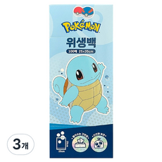 롯데이라이프 포켓몬 꼬부기 위생팩 25cm x 35cm, 중(M), 100개입, 3개