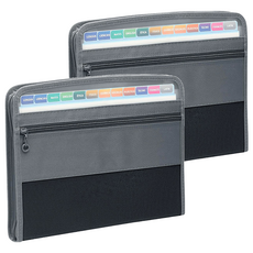 拉鍊式風琴資料文件夾 13層 35 x 27 x 4cm 330g, 黑色, 2個