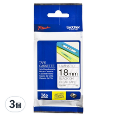 brother 兄弟牌 護貝帶 透明底黑字, 18mm, 3個