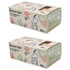 mitenxin 天心生醫 史努比鋼印成人平面口罩, 花朵系列 白色, 30片, 2盒