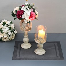 THE ZAKKA 婚禮玻璃燭臺 M 2入, 白色