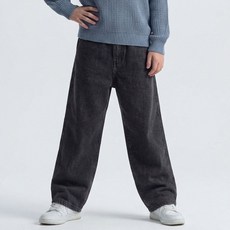 Kids Recipe 兒童雙排扣水洗寬版丹寧褲
