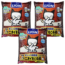 LION 獅王 除臭貓砂，超凝結，加齡臭強化除臭，7歲以上適用，5L, 3包