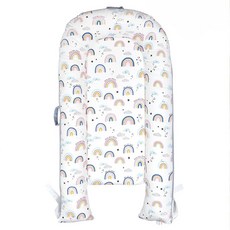 Vanibaby 嬰兒床中床 便攜式 棉布 原生棉填充, 繽紛彩虹