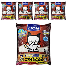 LION 獅王 除臭貓砂 超凝結 加齡臭強化 7歲以上適用, 5L, 5包