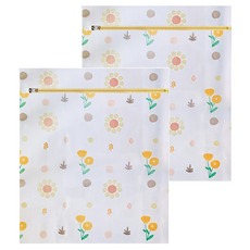 MIKA HOUSE 橘之屋 和風密網洗衣袋 33x38cm (2個1組), 小花圖案 白色, 1包