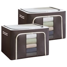 衣物棉被鋼架收納箱 鋼架收納箱 牛津布款 100L, 咖啡色, 2個
