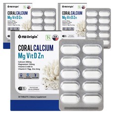nz Origin 珊瑚鈣鎂鋅維他命D錠, 30顆, 48g, 3盒