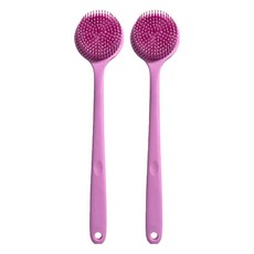 矽膠洗澡洗背刷, 38x8x3.5cm, 粉紅佳人, 2支