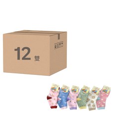 JY SOCKS 靴下屋 童襪12雙組, 襪底止滑, 台灣製造, 亞克力纖維80%, 花草, 15~18cm