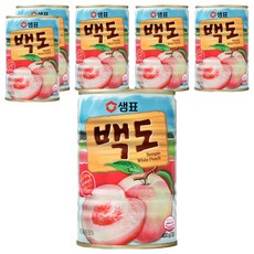 샘표 백도 통조림, 400g, 6개
