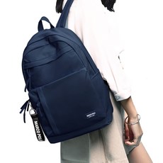 MARCO POLO 素色拉鍊防水背包 MP3210+鑰匙圈, 海軍