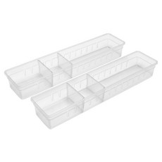 MIKA HOUSE 橘之屋 瘦瘦任意分隔收納盒 PP塑料材質 34.5x7.5x4.8cm 2個1組, 透明 淺, 1組