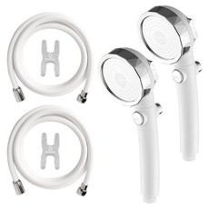 홈다움 3단 마사지 스토퍼 샤워기 헤드 + 물때방지 샤워호스 2m 세트, 2개, 화이트