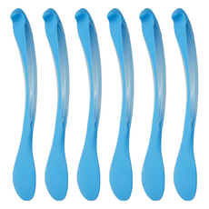 PUKU 藍色企鵝 雙色軟質湯匙, 弧形握柄設計 方便寶寶餵食, 水藍色, 6支