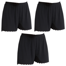 冰絲安全褲 波浪邊 3件, 黑色