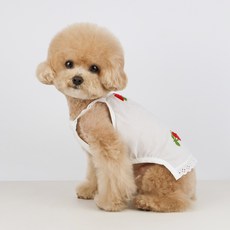 그루밍독 반려동물 코지 자수 나시, 체리, 1개