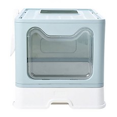 咕沛日常 藍色抽屜貓砂盆1入(40x50x39cm ) 兩用貓砂盆 貓砂盆 貓便盆 方形貓砂盆 封閉貓砂盆 走廊貓砂盆 外出貓砂盆, 1入, 藍色