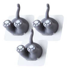 可愛動物尾巴掛鉤/牙刷架, 貓咪尾巴, 3個