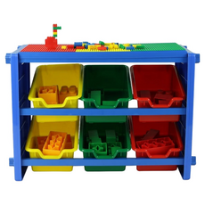 DELSUN 岱森城 六格積木收納兩用架, 繽紛彩虹