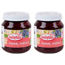 babybio 生機鮮果泥, 蘋果藍莓, 130g, 2罐