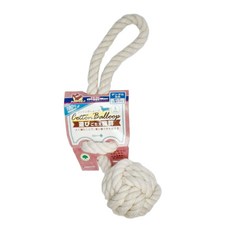 DoggyMan 多格漫 天然棉質長結繩潔牙遊戲球 犬用, 白色, 1個