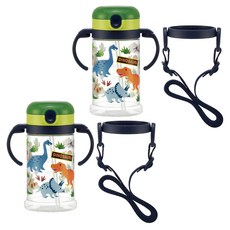 Skater 雙耳彈蓋式吸管水壺(附背帶), 恐龍, 2個, 370ml