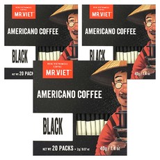 MR.VIET 即溶越南黑咖啡隨身包, 2g, 20條, 3盒