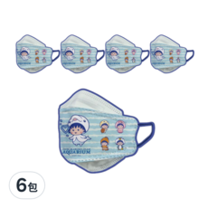 CAiRE 艾可兒 未滅菌滿版款醫用口罩 兒童型 KF94, 櫻桃小丸子海洋款 藍色, 5片, 6包