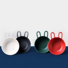 Nineware 兔子造型麥片碗, 象牙色+灰色+紅色+綠色, 1組