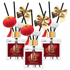 QiMart 箔金招財香氛珪藻擴香瓶, 絲絨玫瑰, 200ml, 3件