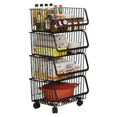 京太陽 碳鋼落地收納籃架 41.8 x 36.5 x 87.5cm, 黑色, 4層