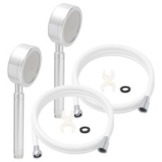 Jb JEIL BATH 鋁合金蓮蓬頭+PVC淋浴軟管1.5m組, 2組, 銀色(蓮蓬頭)+白色(淋浴軟管)