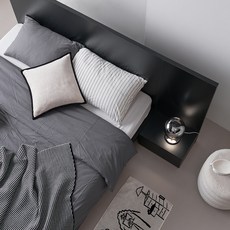 웰퍼니쳐 스테론 컴팩트 헤드형 침대프레임 + 사이드패널 세트 방문설치, 블랙