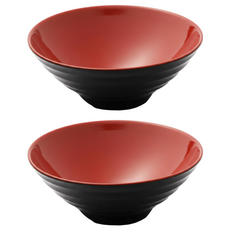 斜紋小碗公 麵碗 美耐皿碗 2個, 雙色, 1組