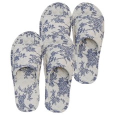 miss mone 花園藍 防層間噪音 客廳室內棉質拖鞋 室內鞋 A款 開口型, 混合顏色, 2個